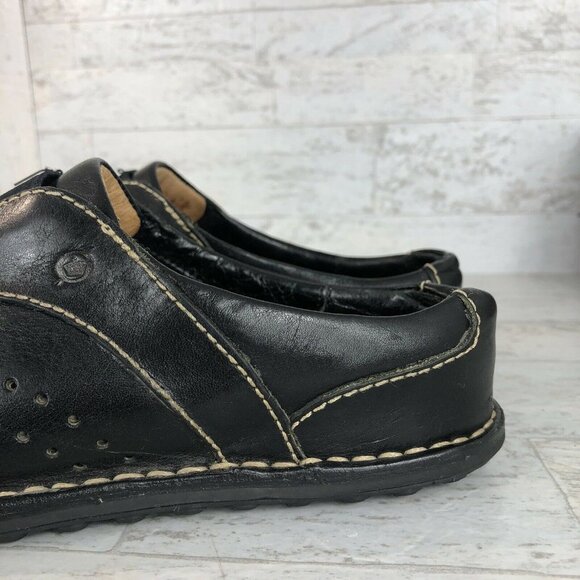 Born Concept Mules Flats Black‎ Leather Slip On Shoes WOMENS Size 6.5 / 37 GUC. - Picture 2 of 11